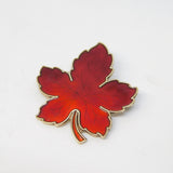 Danish Sterling Silver & Red Enamel Maple Leaf Brooch by MEKA Antique c1940