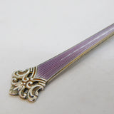 Norwegian Sterling Silver & Purple Enamel Demitasse Spoon Antique c1940s