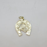 Sterling Silver Lucky Horseshoe With Horse Head Charm Pendant Vintage c1970