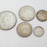 King George VI .500 Silver 1937 Five-Piece Coin Set Antique Fine Condition