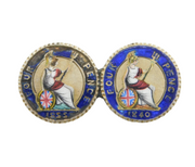Victorian Sterling Silver & Enamel Groat Fourpence Coin Brooch Antique c1850