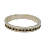 Sterling Silver Channel Set Crystal Half Eternity Ring Modern c2000 Size P