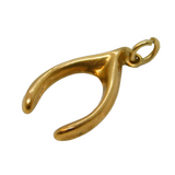 9ct Yellow Gold Lucky Wishbone Charm Pendant Vintage 1972 London