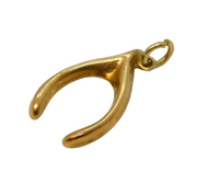 9ct Yellow Gold Lucky Wishbone Charm Pendant Vintage 1972 London