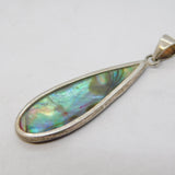 Sterling Silver Large Abalone Drop Charm Pendant Vintage c1970