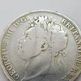 King George IV Silver Tertio Edge Crown Coin Antique 1822 Fair Condition