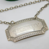 Sterling Silver Line Pattern Sherry Decanter Label Vintage 1960 Birmingham