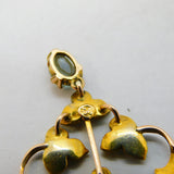 Edwardian 9ct Gold, Seed Pearl & Topaz Floral Lavalier Pendant Antique c1910s