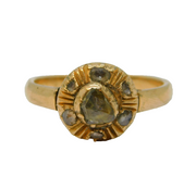 Victorian 14ct Yellow Gold & Old-Cut Diamond Dress Ring Antique c1850s