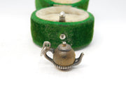 Sterling Silver Bog Oak Set Teapot Charm Pendant Antique c1930 Art Deco