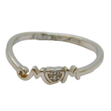 Sterling Silver Spinel Set 'MOM" Engraved Inside Ring Vintage c1970 Size R 1/2