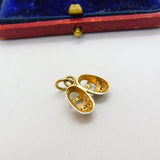 9ct Yellow Gold 'Iced' Diamond Paste Set Pair of Shoes Charm Vintage c2000