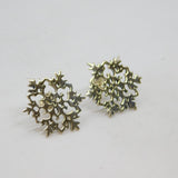 Pair of Sterling Silver Large Snowflake Stud Earrings Vintage c1990