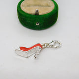 Sterling Silver Enamel High Heeled Shoe Charm Pendant Vintage c1970