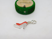 Sterling Silver Enamel High Heeled Shoe Charm Pendant Vintage c1970