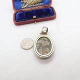 Sterling Silver Marbled Agate Charm Pendant Vintage c1970