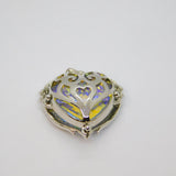 Sterling Silver Caged Crystal Heart With CZ Wings Pendant Modern c2010s