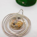 Studio Jewellery Sterling Silver Resin Set Flowers Drop Pendant Vintage c1980