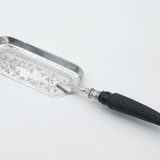 Edwardian Resin Handled Silver Plated Crumb Tray Floral & Maze Pattern Antique