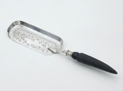 Edwardian Resin Handled Silver Plated Crumb Tray Floral & Maze Pattern Antique