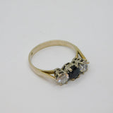 Sterling Silver Sapphire & Spinel Engagement Band Ring Vintage c1970 Size O