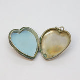 Sterling Silver Engraved Flower Heart Locket Charm Pendant Vintage c1970