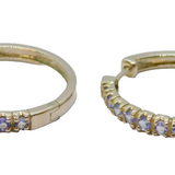 Pair of Sterling Silver Pale Lavender Hardstone Hoop Earrings Vintage c1970