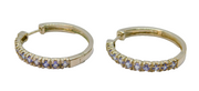 Pair of Sterling Silver Pale Lavender Hardstone Hoop Earrings Vintage c1970