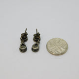 Pair of Sterling Silver Oxidised Paste Set Stud Drop Earrings Vintage c1970