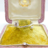 Sterling Silver Wrap Band Ring With Diamond Paste Vintage c1970 Size N