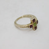 Sterling Silver 4 Garnet & Peridot Posy Style Ring Vintage c1970s Size L 1/2