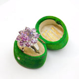 Sterling Silver Purple & White CZ Cluster Cocktail Ring Vintage c2000 Size O