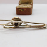 Silver Plated & Reverse Carved Essex Crystal Jack Russell Terrier Tie Clip c1950