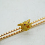 Victorian Boxed 18ct Gold Fox Mask Stock Pin Brooch Antique c1880s