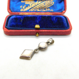 Sterling Silver & Pearl Inlayed Double Drop Pendant Vintage c1970