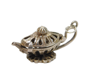 Sterling Silver Genie in Oil Lamp Opening Charm Pendant Vintage c1970s