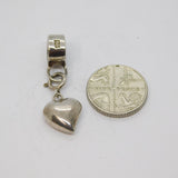 Sterling Silver Puffy Heart Drop Charm Pendant Vintage c1970