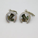 Pair of Sterling Silver Amethyst Thistle & Horseshoe Drop Earrings Vintage c1950