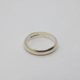 Sterling Silver 4mm Wide Rounded Band Wedding Ring Modern c1970 Size N