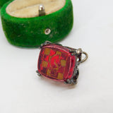Base Metal & Resin Chess Board Style Fob Charm Pendant Vintage c1970