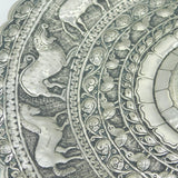 19th Century Ceylonese White Metal Animal Pattern Dish Antique c1880s