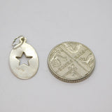 Sterling Silver Cutwork Star Textured Charm Pendant Vintage c1970