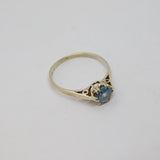 Sterling Silver Blue Topaz Solitaire Dress Ring Vintage c1970 Size O