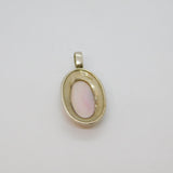 Sterling Silver Natural Shell Oblong Charm Pendant Vintage c1970s