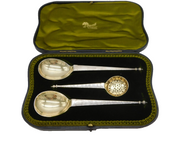 Edwardian Boxed Sterling Silver Dessert Serving Set Antique 1903 London