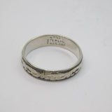 Sterling Silver Niello Enamel Patterned Band Ring Vintage c1970 Size M 1/2