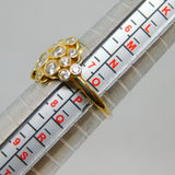 Gold On Sterling Silver Paste Set Circles Pattern Ring Vintage c1970 Size O 1/2