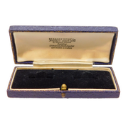 Blue Tooled Leather Jewellery Cufflinks Box 'Herbery Wolf Ltd' Vintage c1950