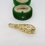 Sterling Silver Gilt Pierced Floral Pattern Drop Charm Pendant Vintage c1970