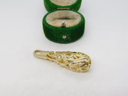Sterling Silver Gilt Pierced Floral Pattern Drop Charm Pendant Vintage c1970